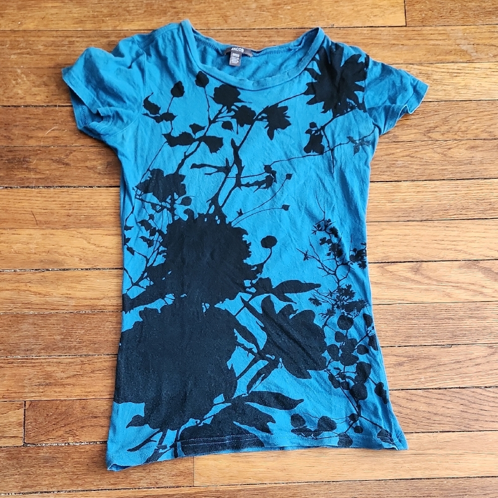 Jacob Blue and Black Floral Women's Tee